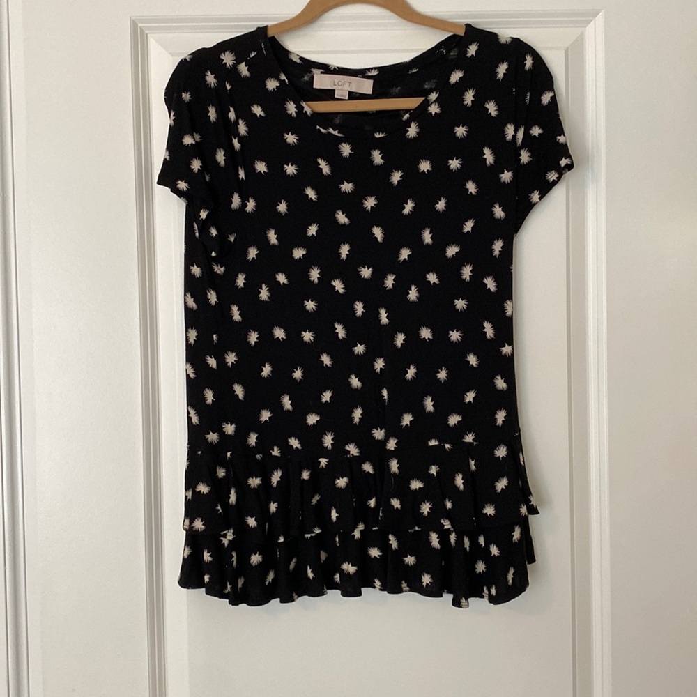 LOFT short sleeve cotton shirt with peplum. Size medium